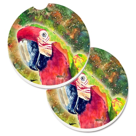 Carolines Treasures Parrot Parrot Head Set of 2 Cup Holder Car Coaster 8601CARC